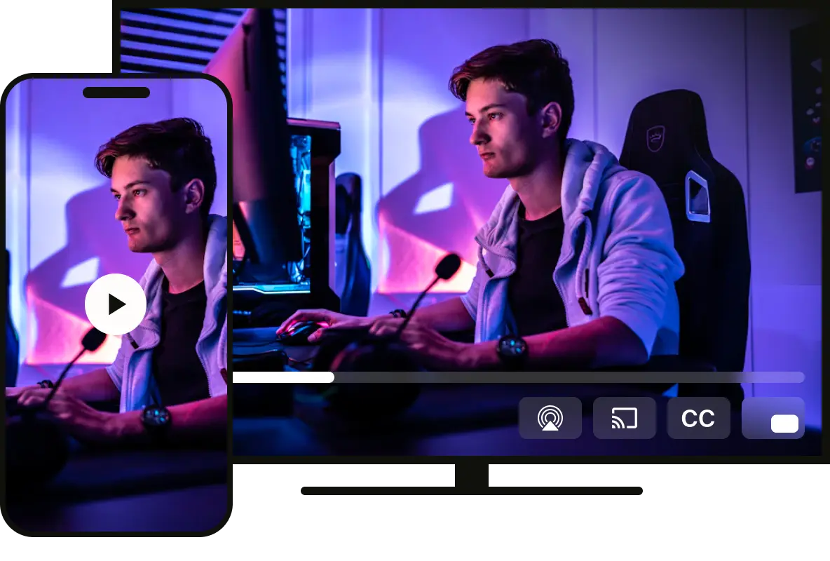 An image that shows a TV and phone playing video content