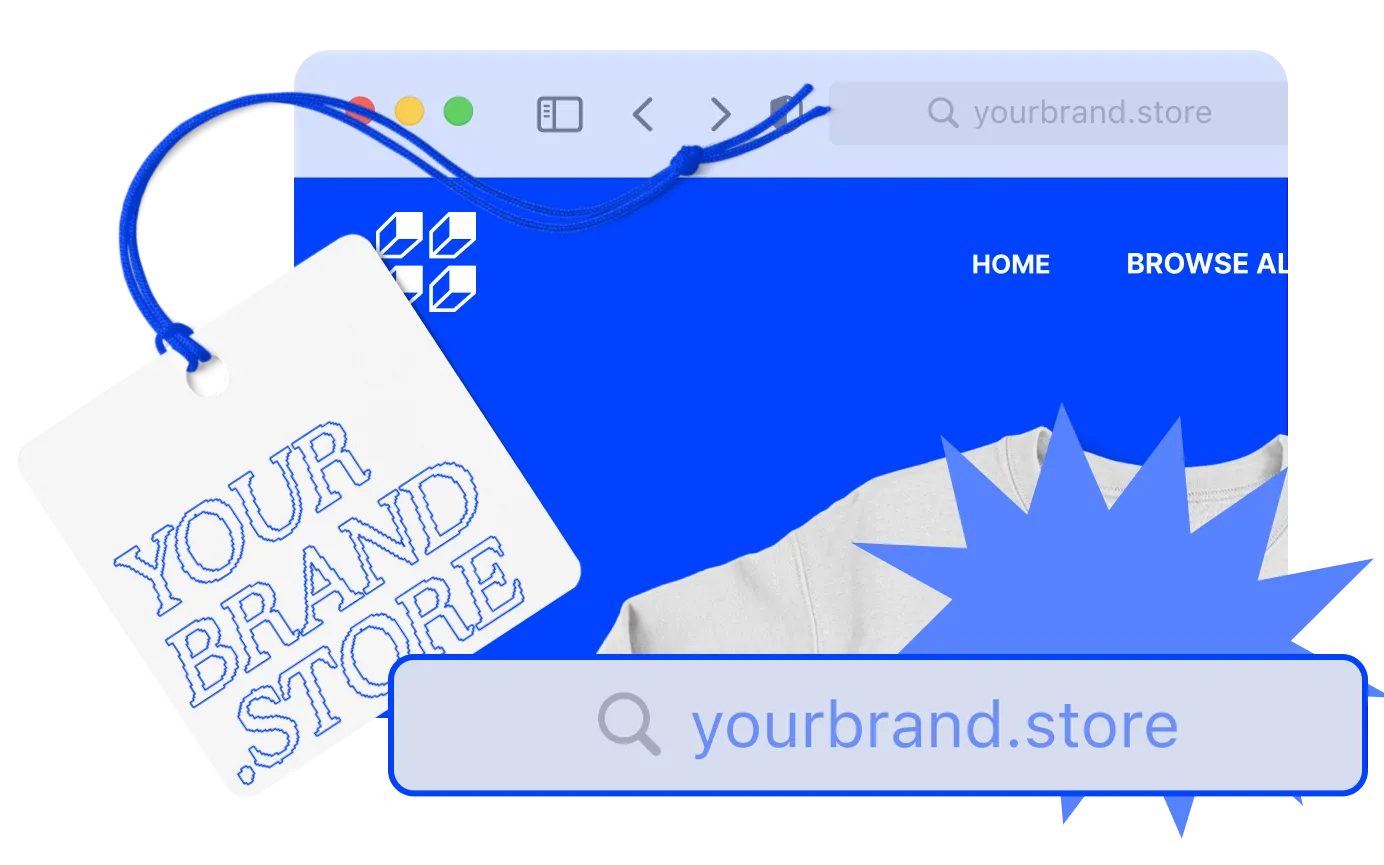 A mock website with .store branding