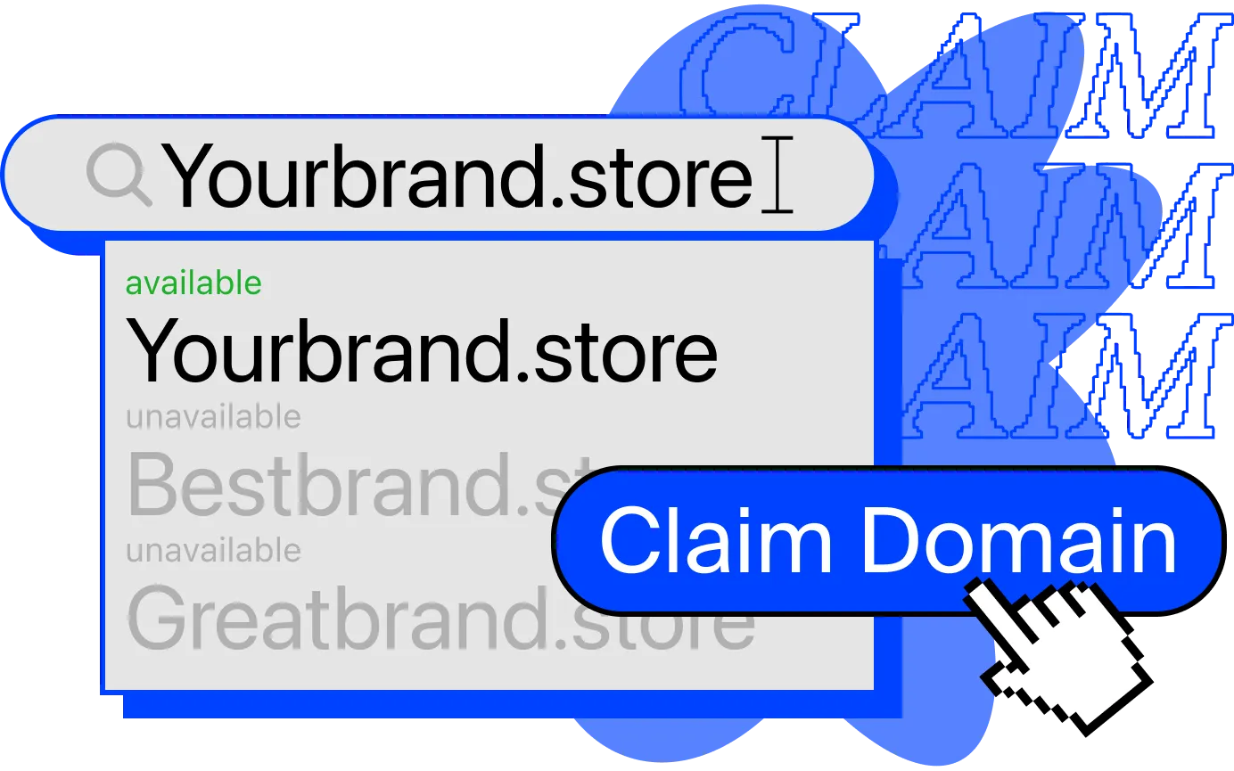 Showing how to search and select your .store domain