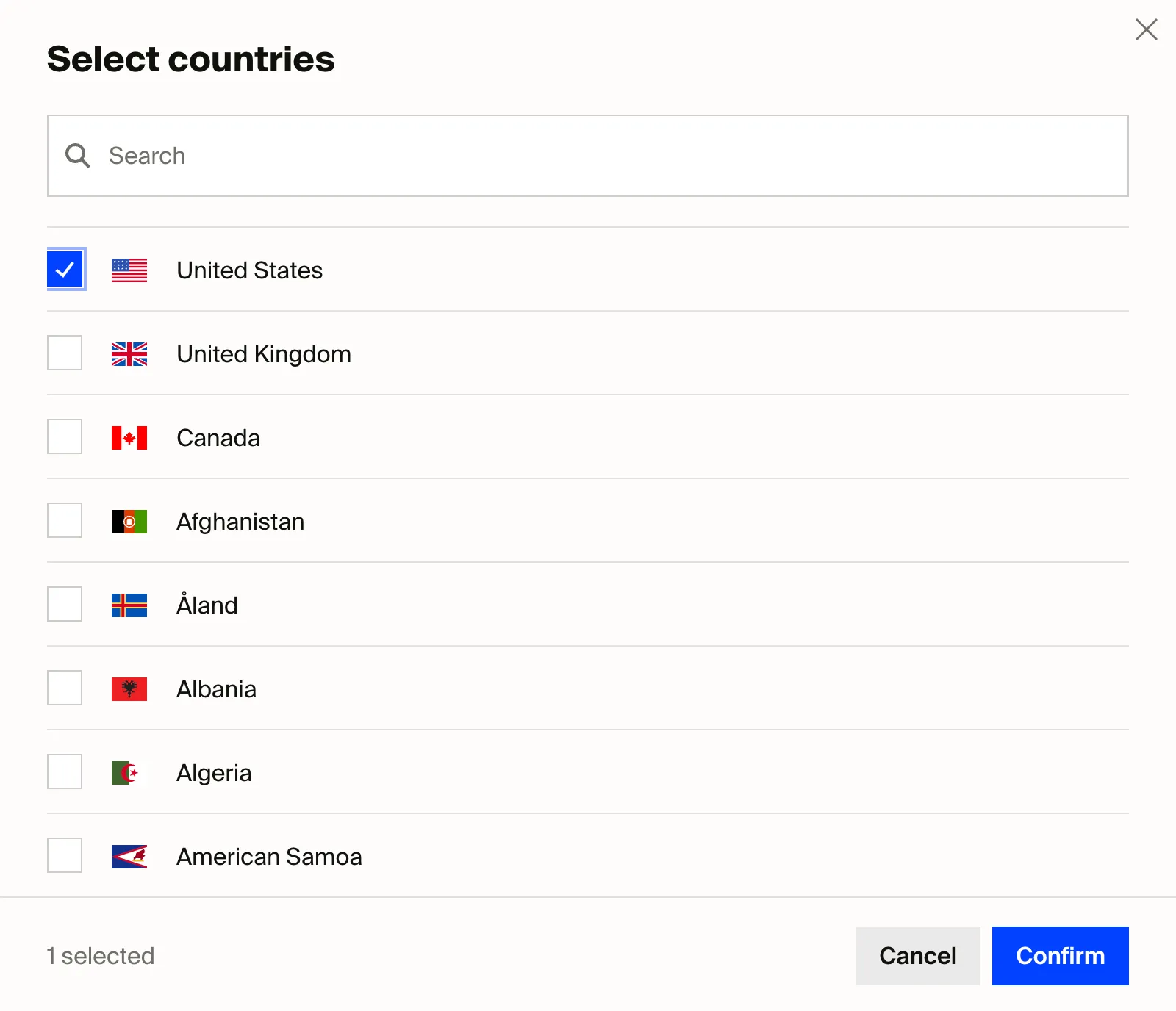 An image showing how you can limit promotions to certain countries