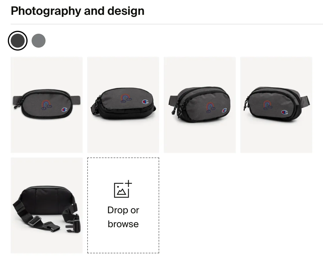 Screenshot showing new product photography angles