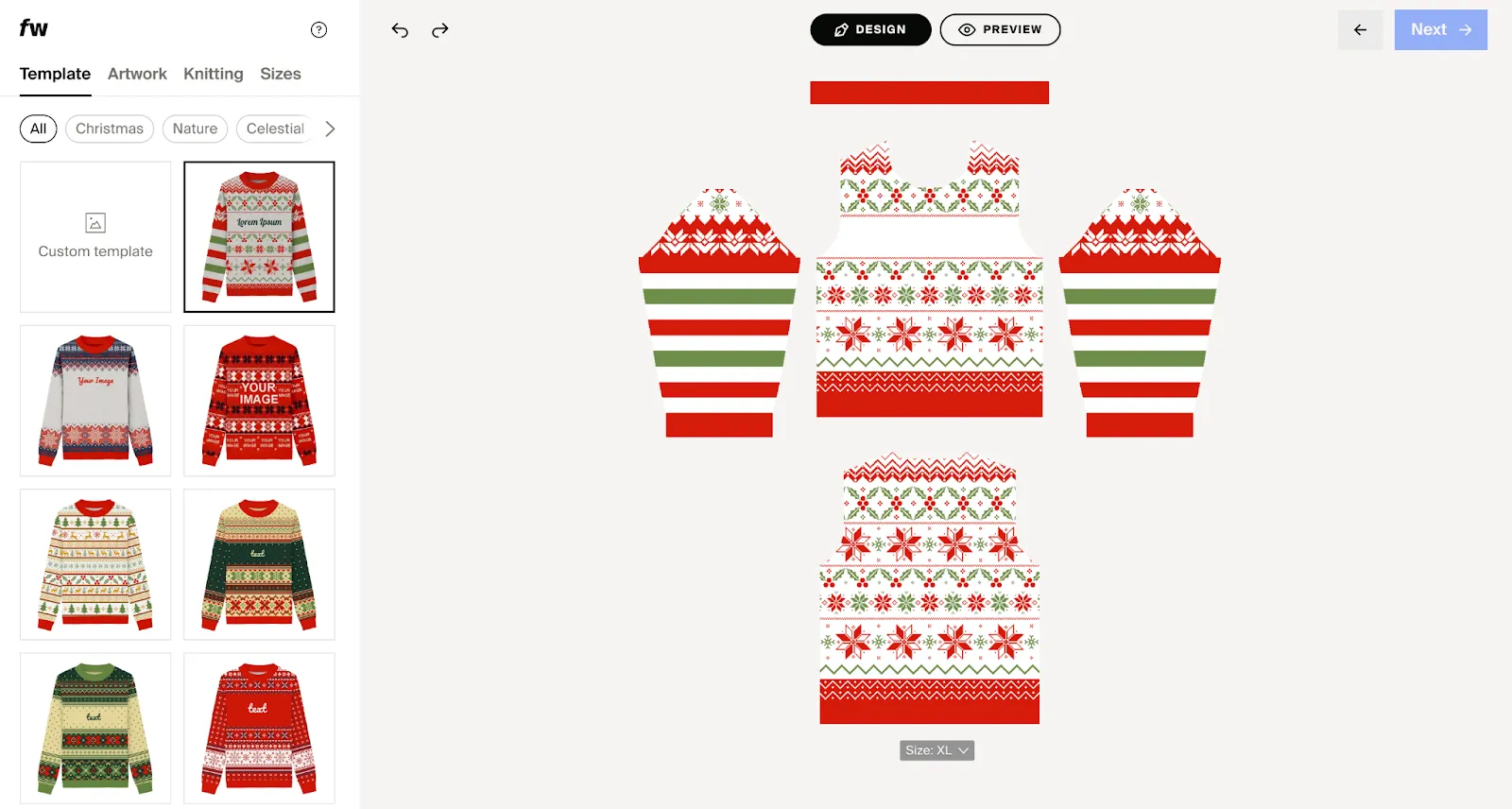An image of 7 examples of holiday templates in the Fourthwall catalog