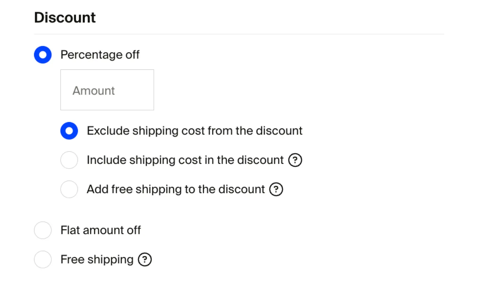 Create discount options