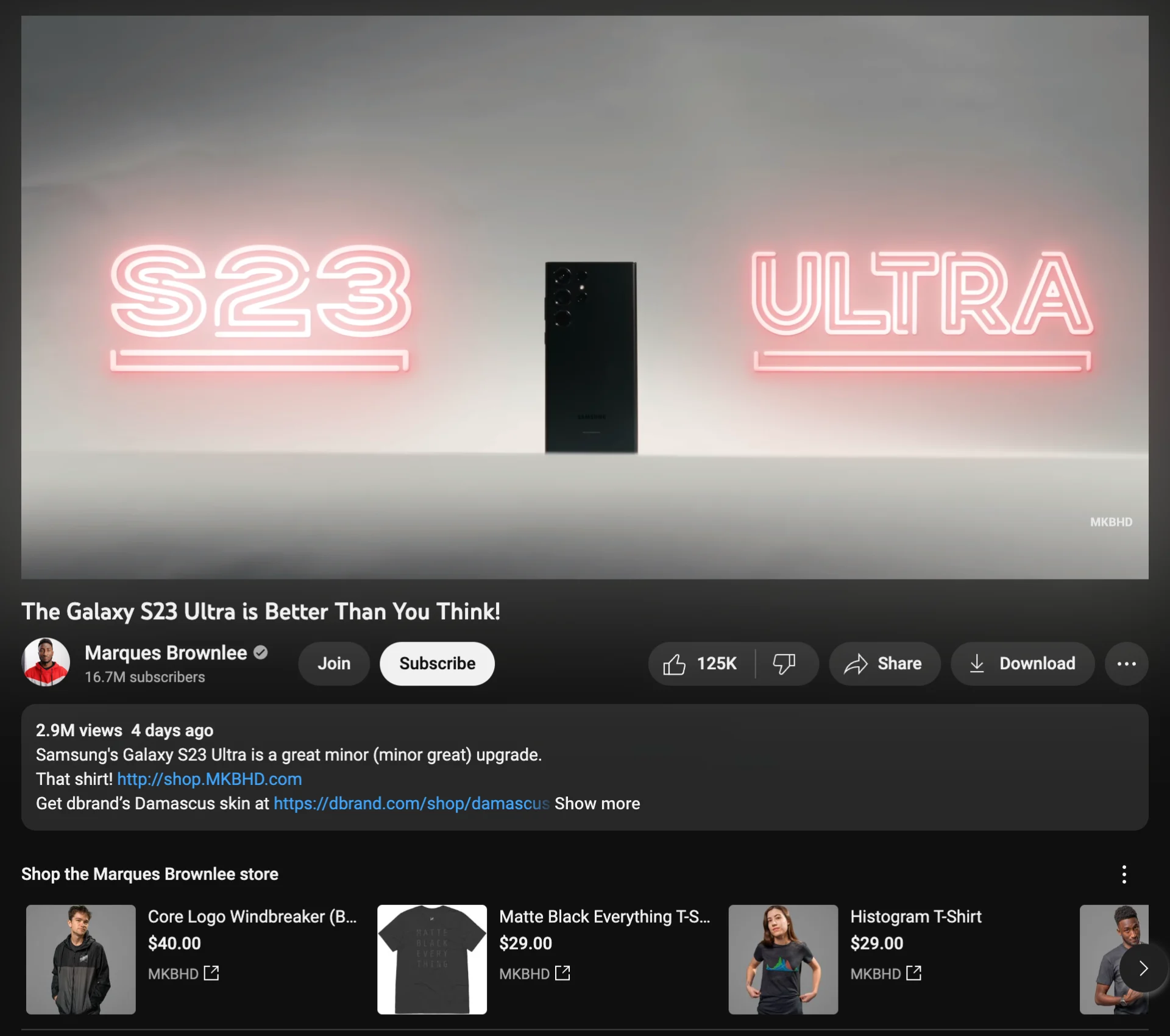 Marqes Brownlee Youtube Merch Shelf example