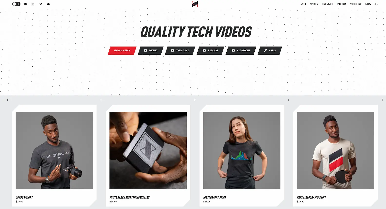 A screenshot of MKBHD's home page