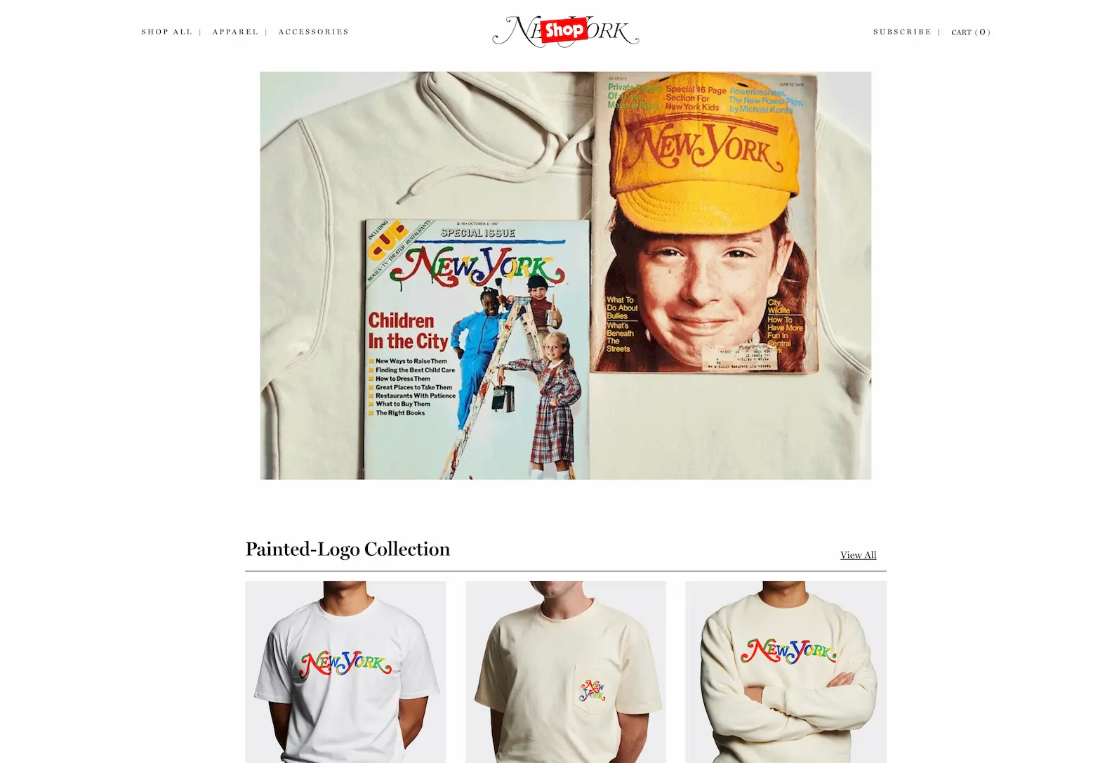 A screenshot of NY Mag's boutique merch shop