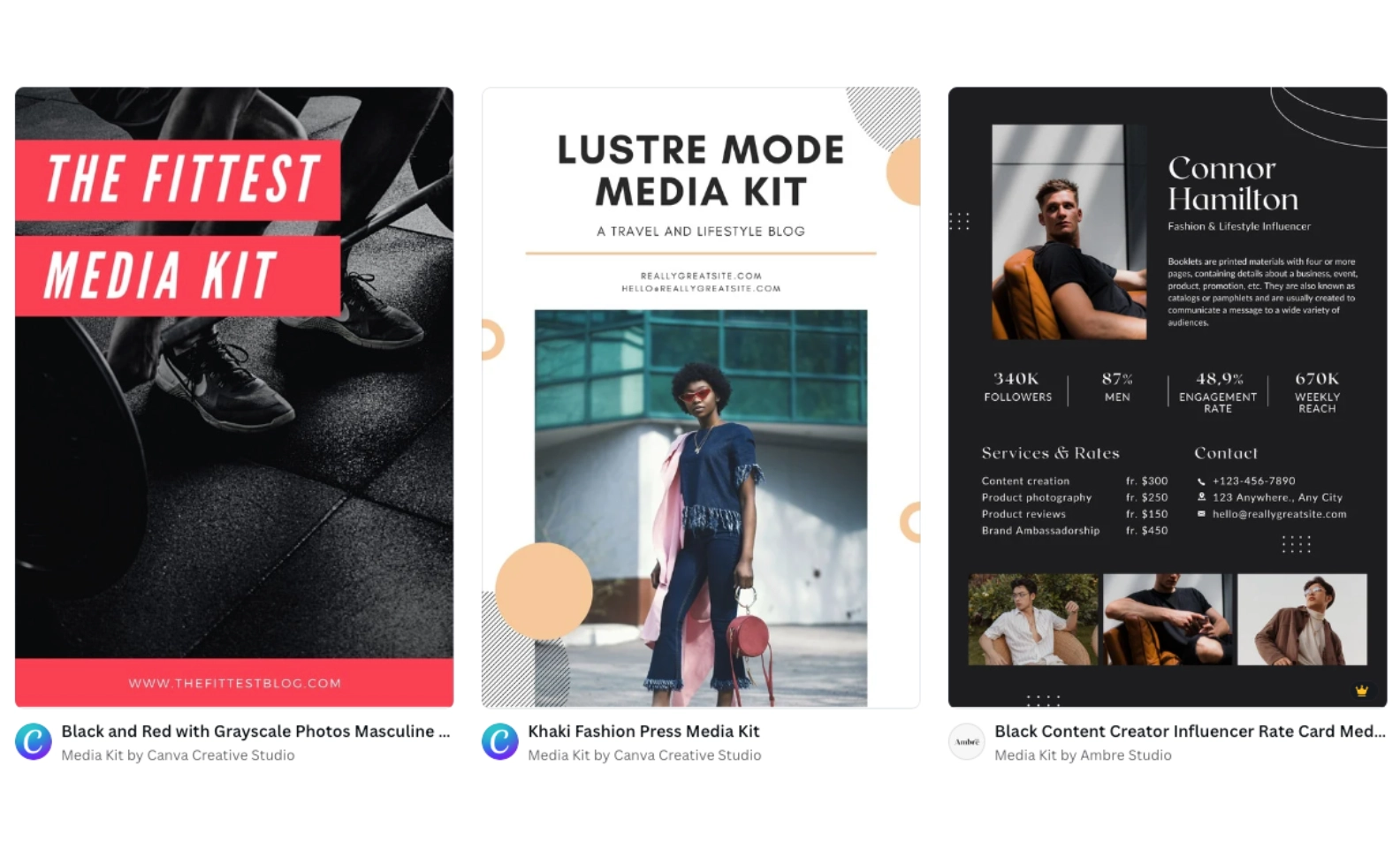 Canva media kit templates