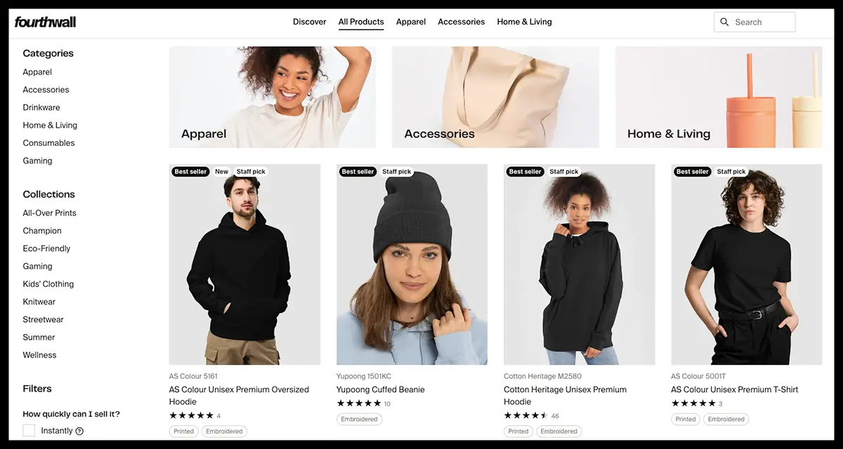 Fourthwall products page