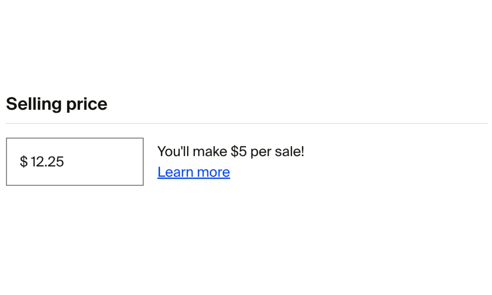 selling price display