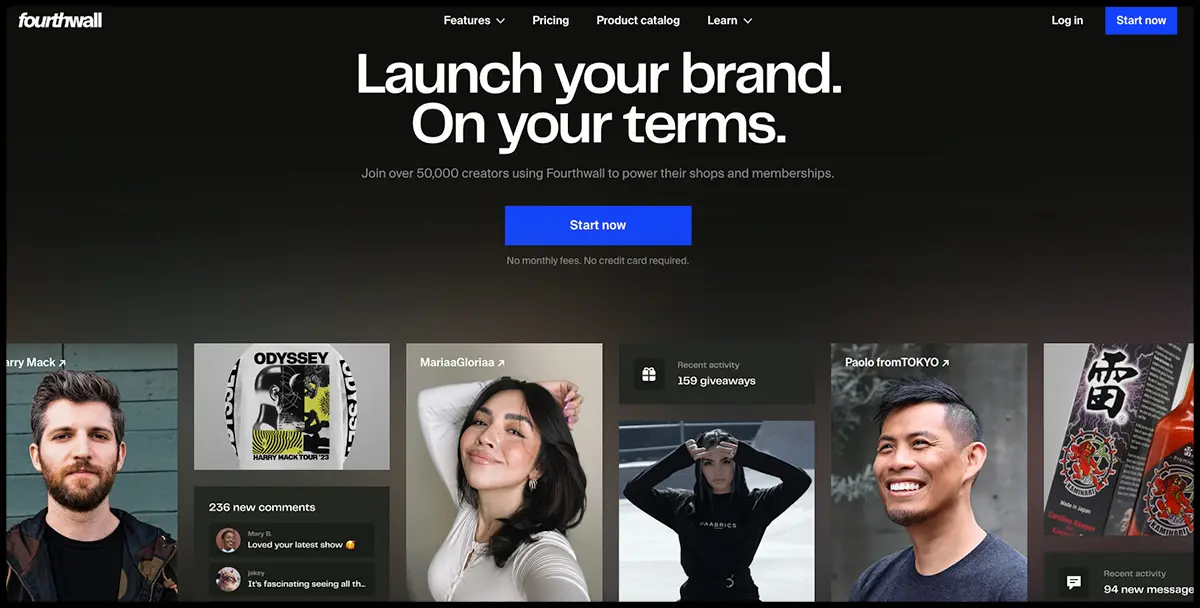 Fourthwall launch page