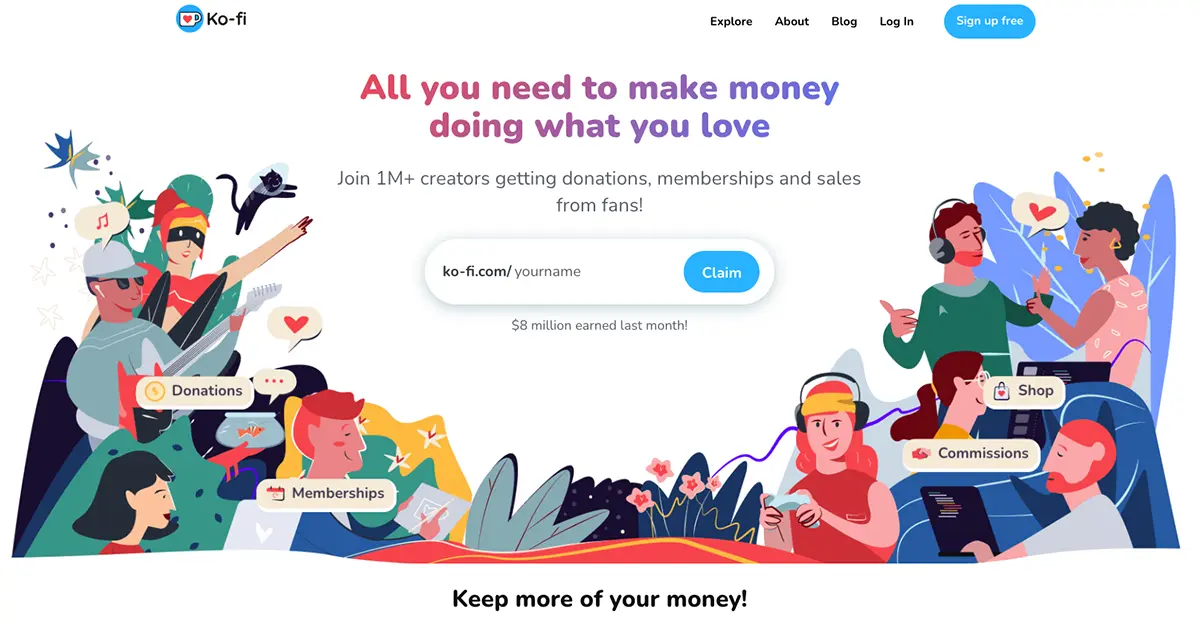 Ko Fi site page