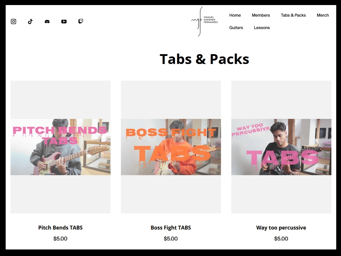 Manuel Gardner Fernandes store page