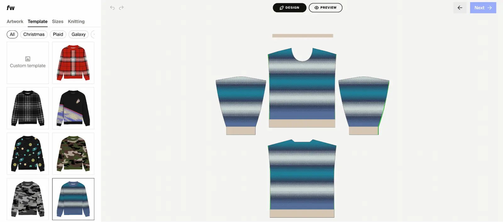 An image showing 7 different templates on Fourthwall