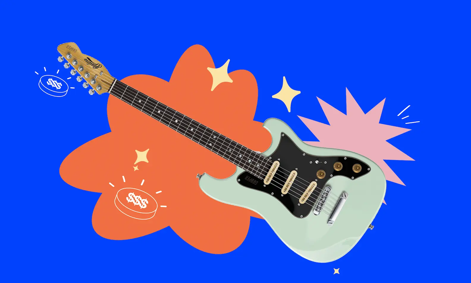 An image of a guitar in Fourthwall's styling