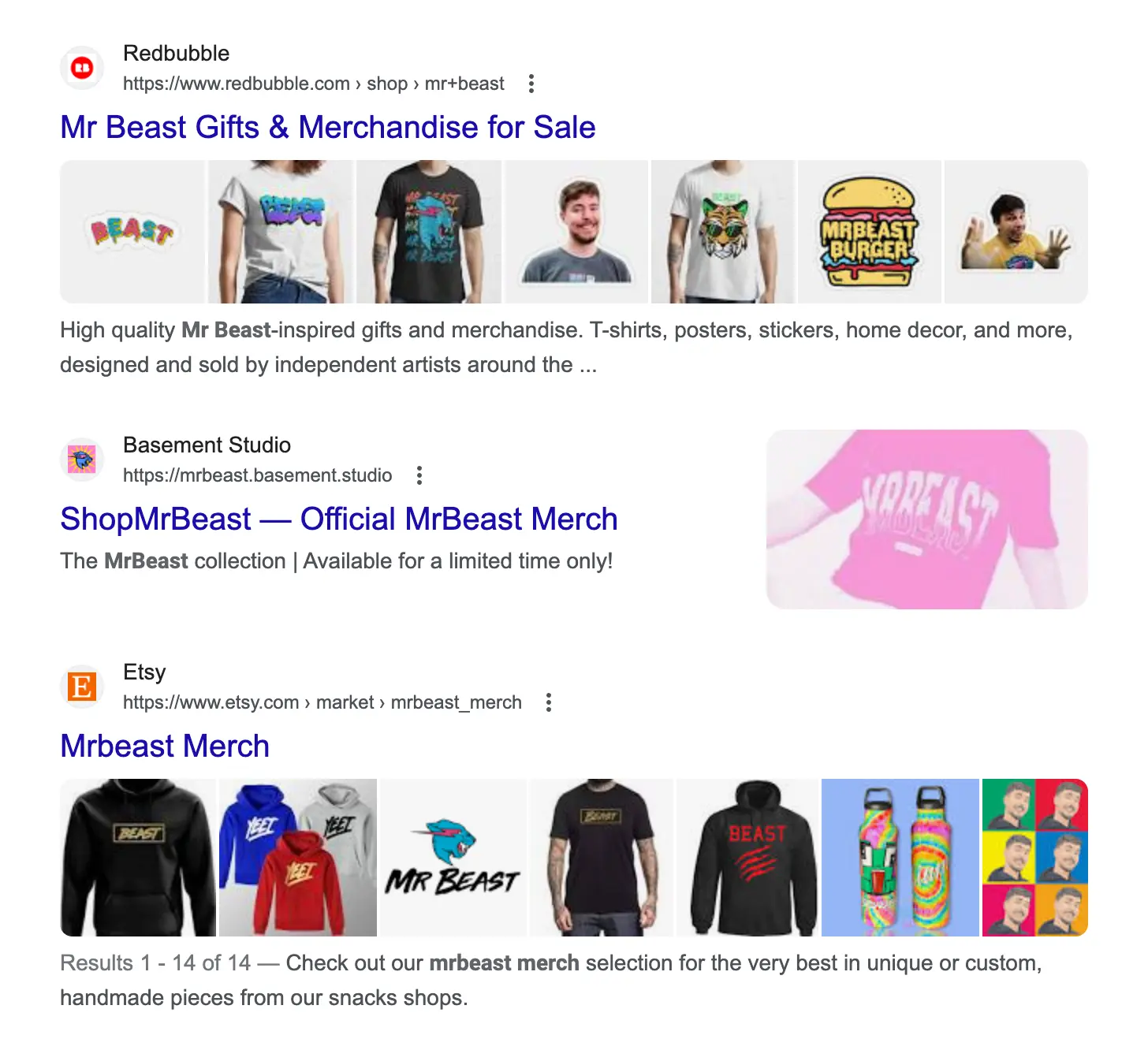 Examples of possible counterfeits of Mr Beast's merchandise