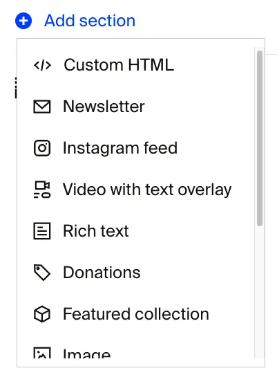 Add theme section by picking one from drop down menu