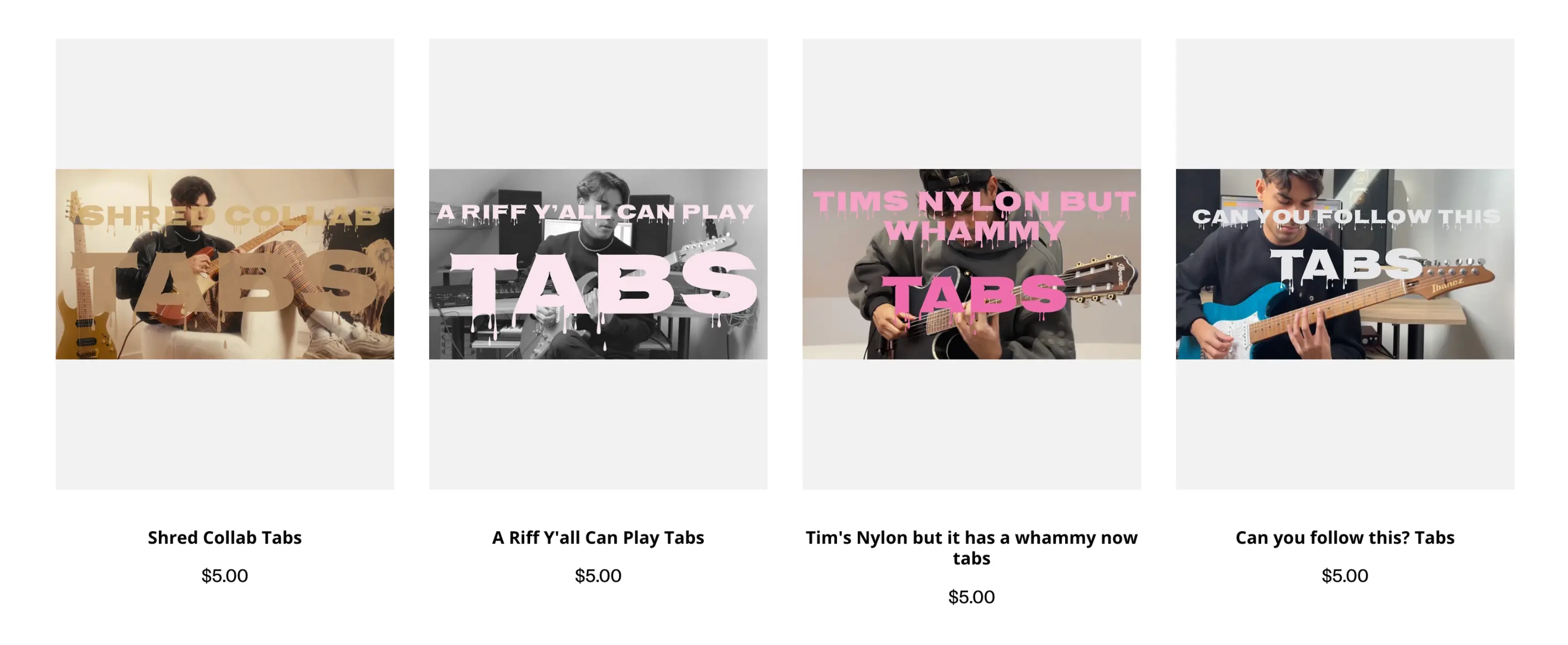 Examples of the guitar tabs offered on Manuel Gardner Fernandes' site