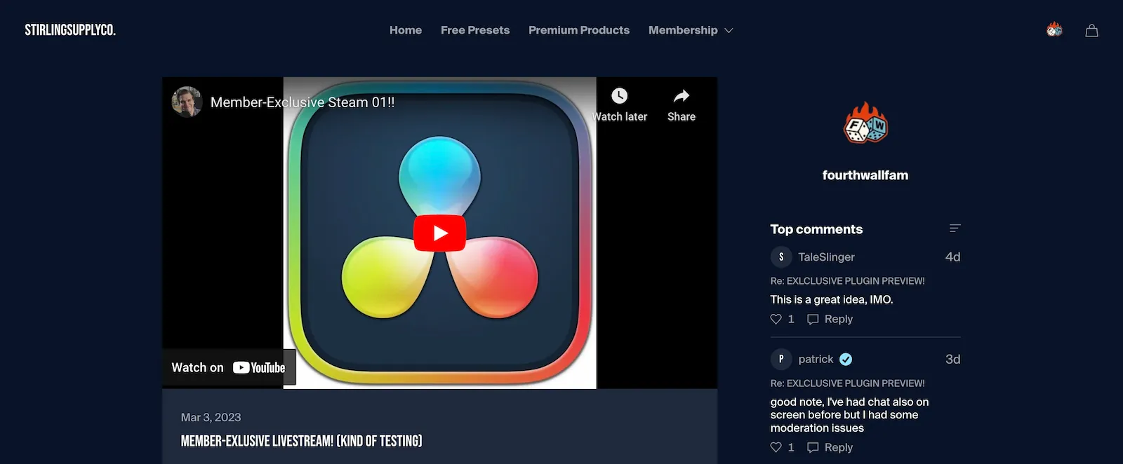 Members-only livestream