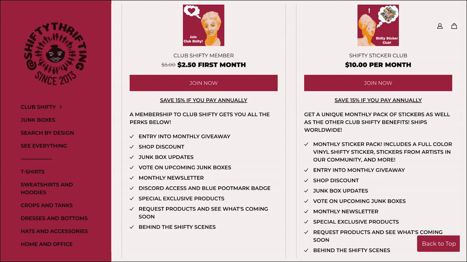 ShiftyThrifting site