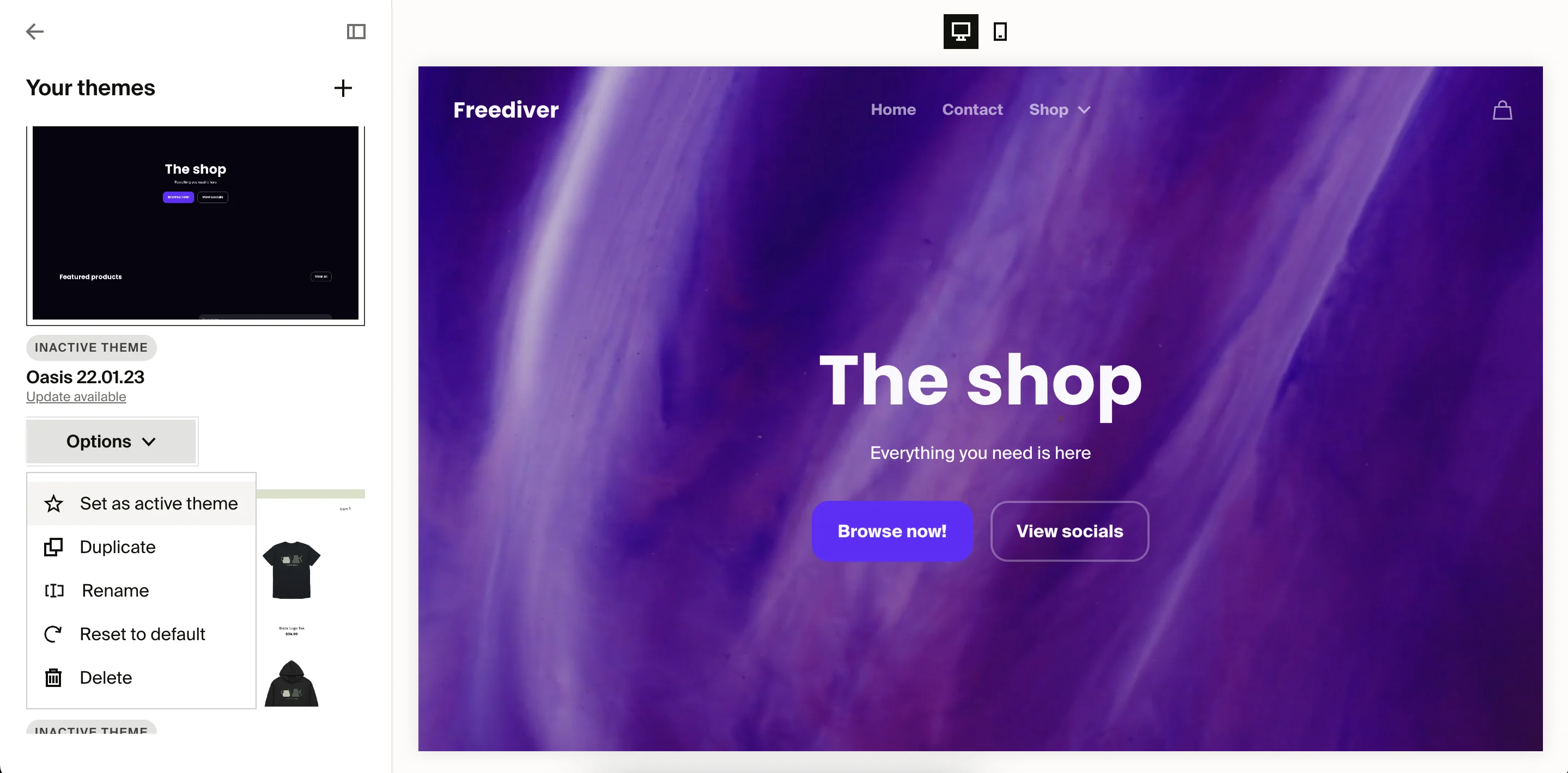 Redesigned theme section