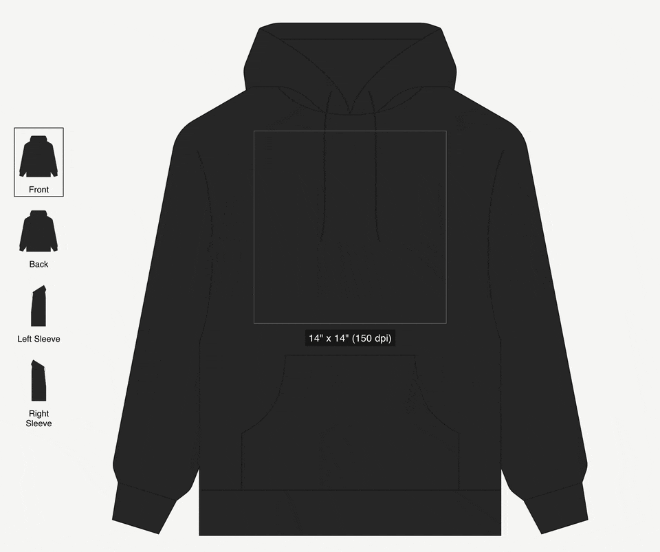 Animated gif that shows a user fitting art to the left chest of a hoodie