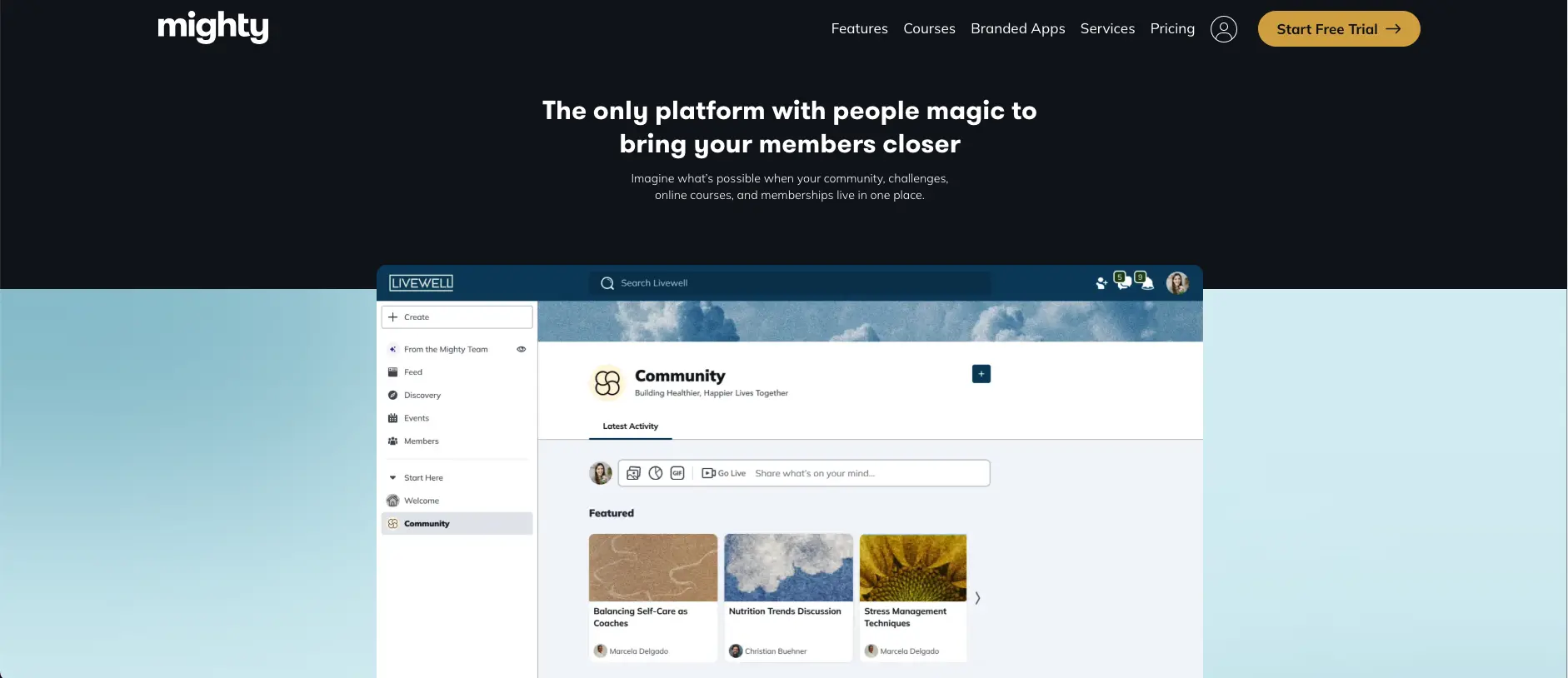Mighty Networks main page