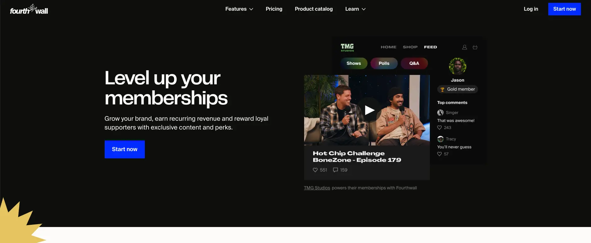 Fourthwall level up memberships page