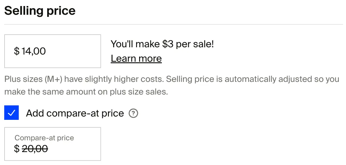 Screenshot showing there is now a "Add compare-at pricing" checkbox in edit products pages in the admin dashboarde