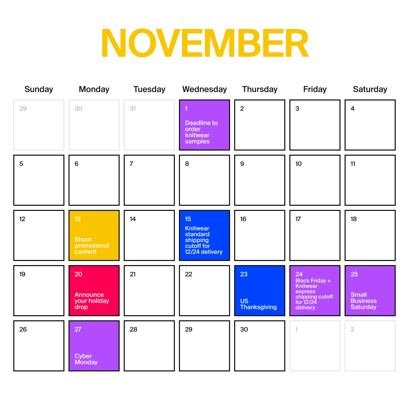 November calendar