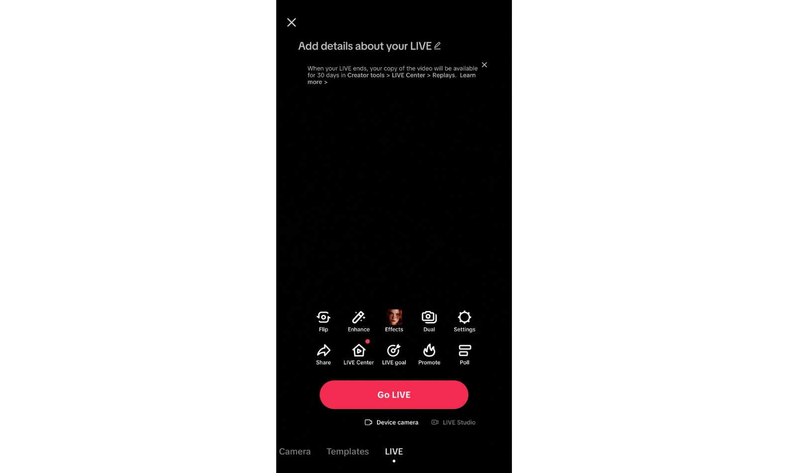 tiktok go live feature