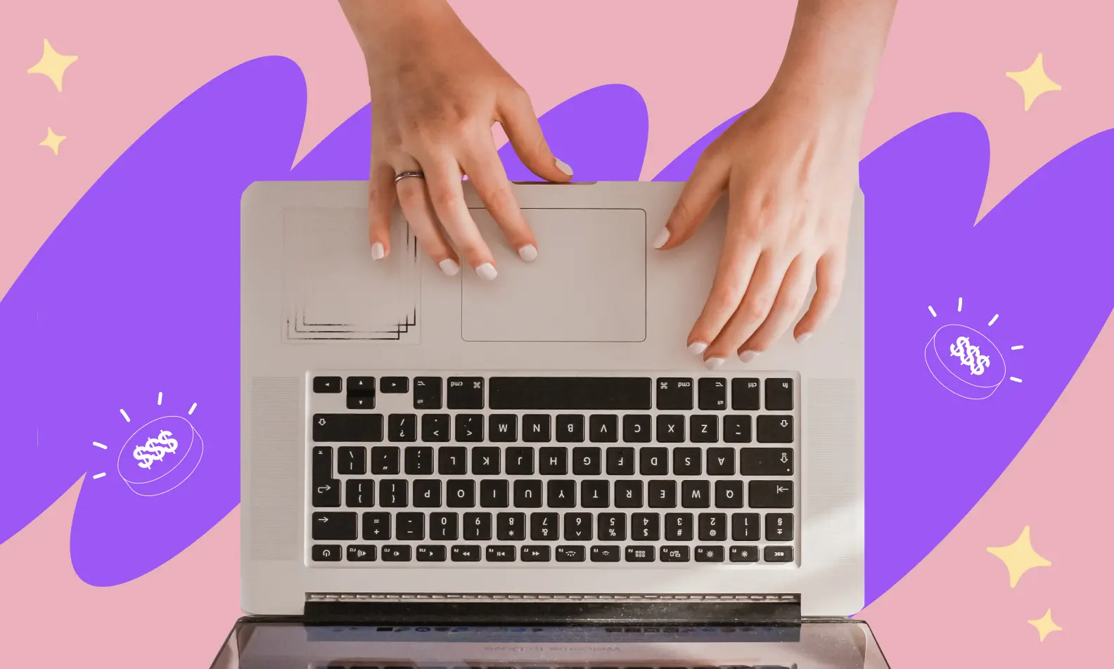 Hands typing on a computer