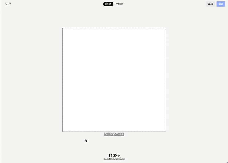 A demonstration of the new product design tools for setting exact artwork sizes