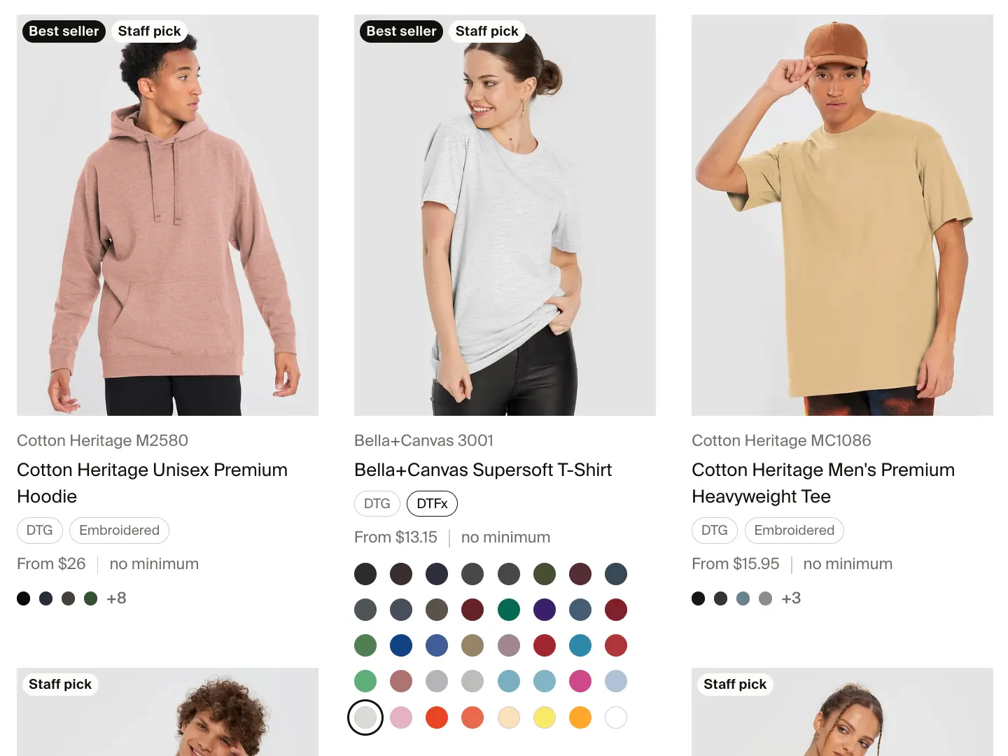 A screenshot showing that production techniques are now viewable on product cards
