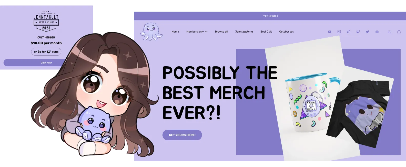 Jenntacles' Fourthwall homepage