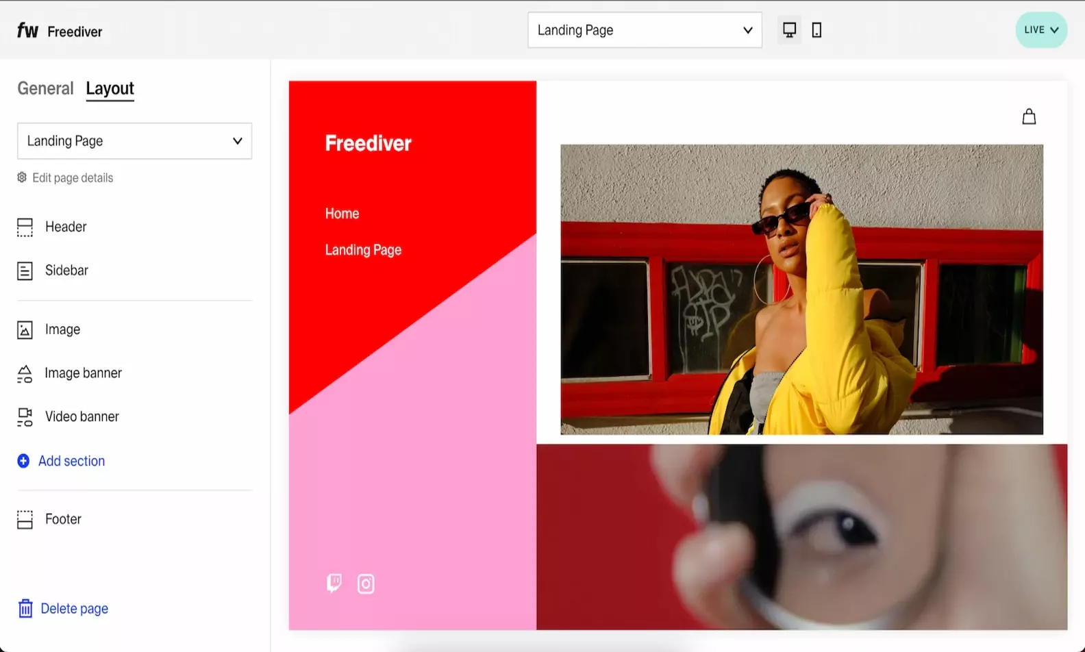 New page customization options