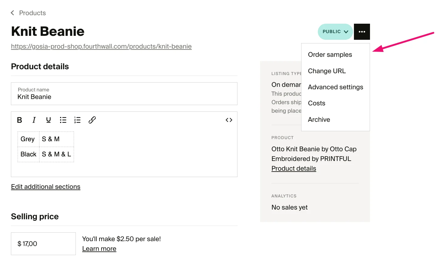 Samples from product