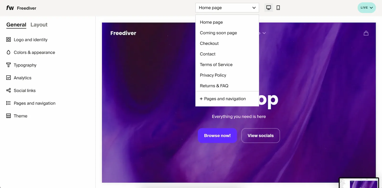 Dropdown menu in theme editor