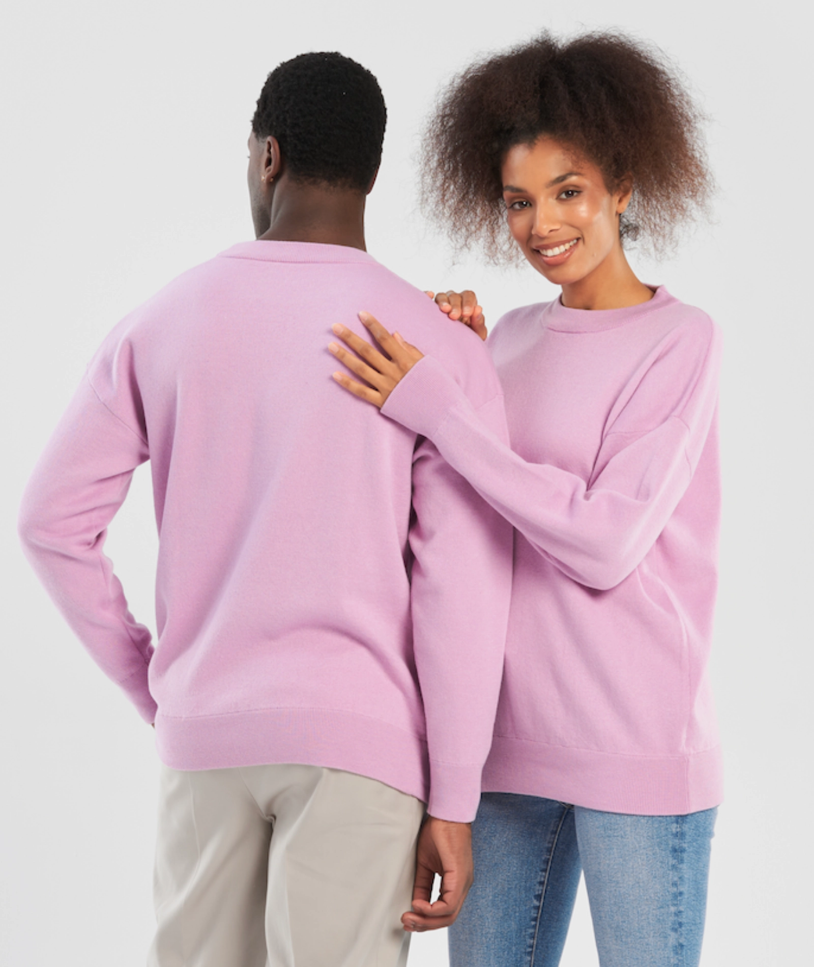 An image of a model in a custom design of knitwear