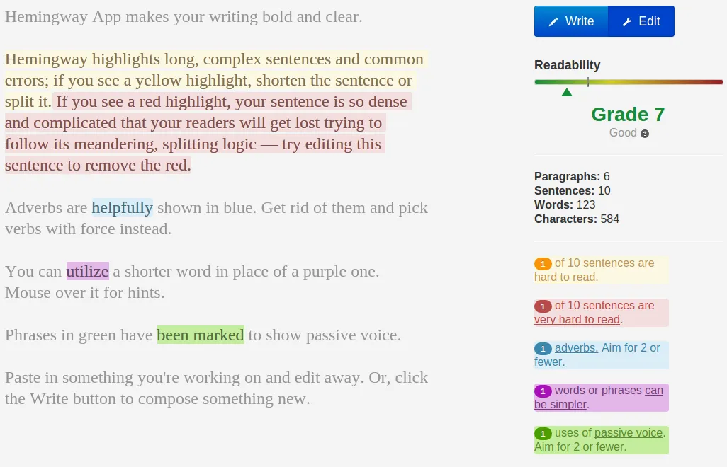 ⓔ Hemingway writer helps you improve your writing – Eduk8me