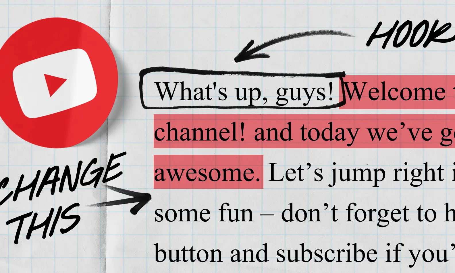 Example of YouTube script writing in progress