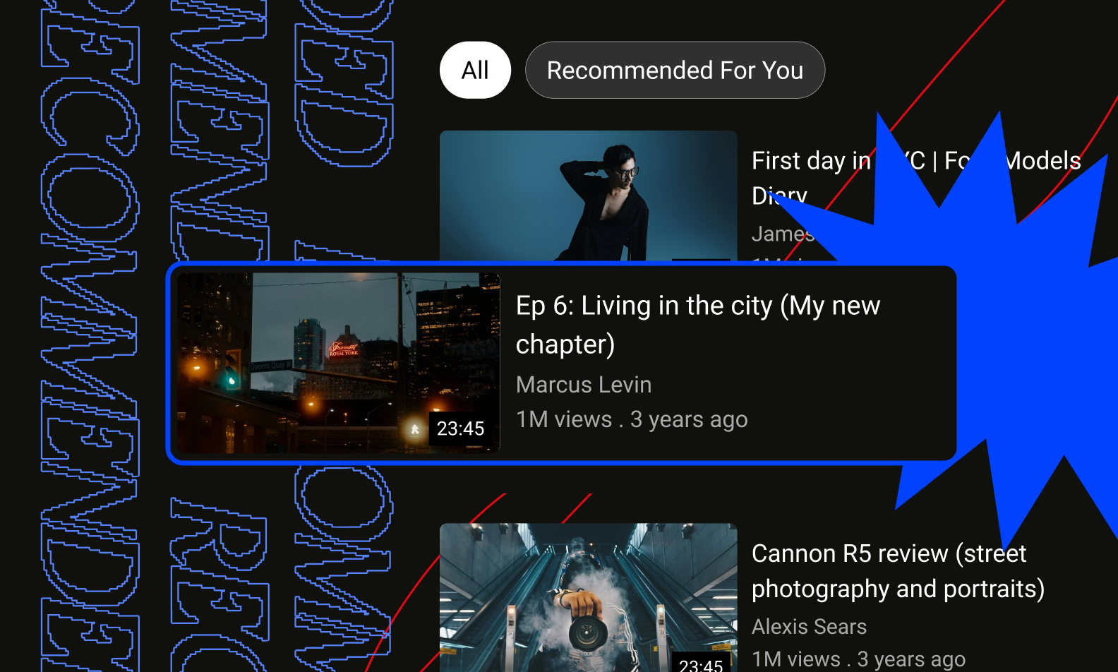 Example image of recommended post on YouTube