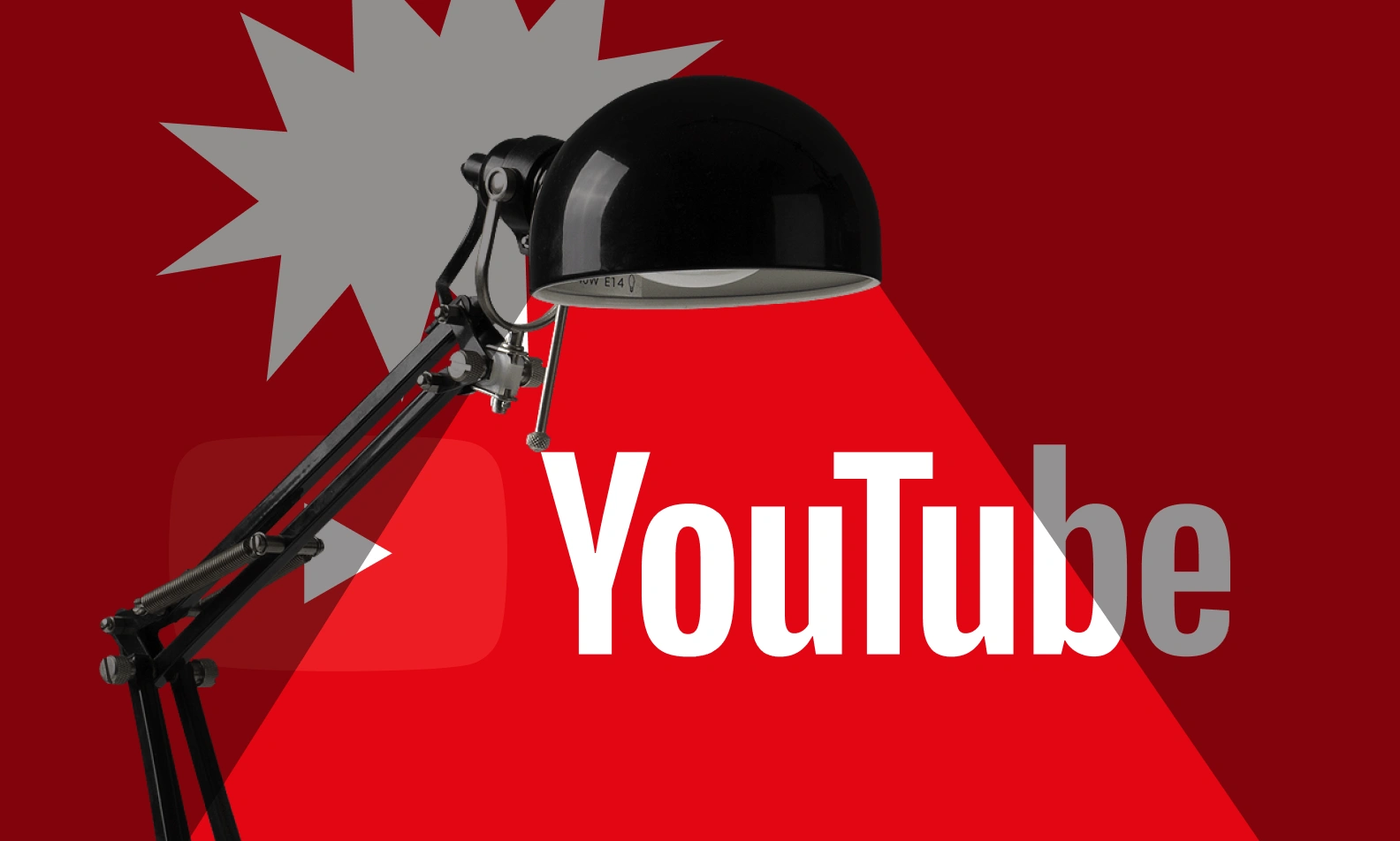 Spotlight shining on the YouTube logo