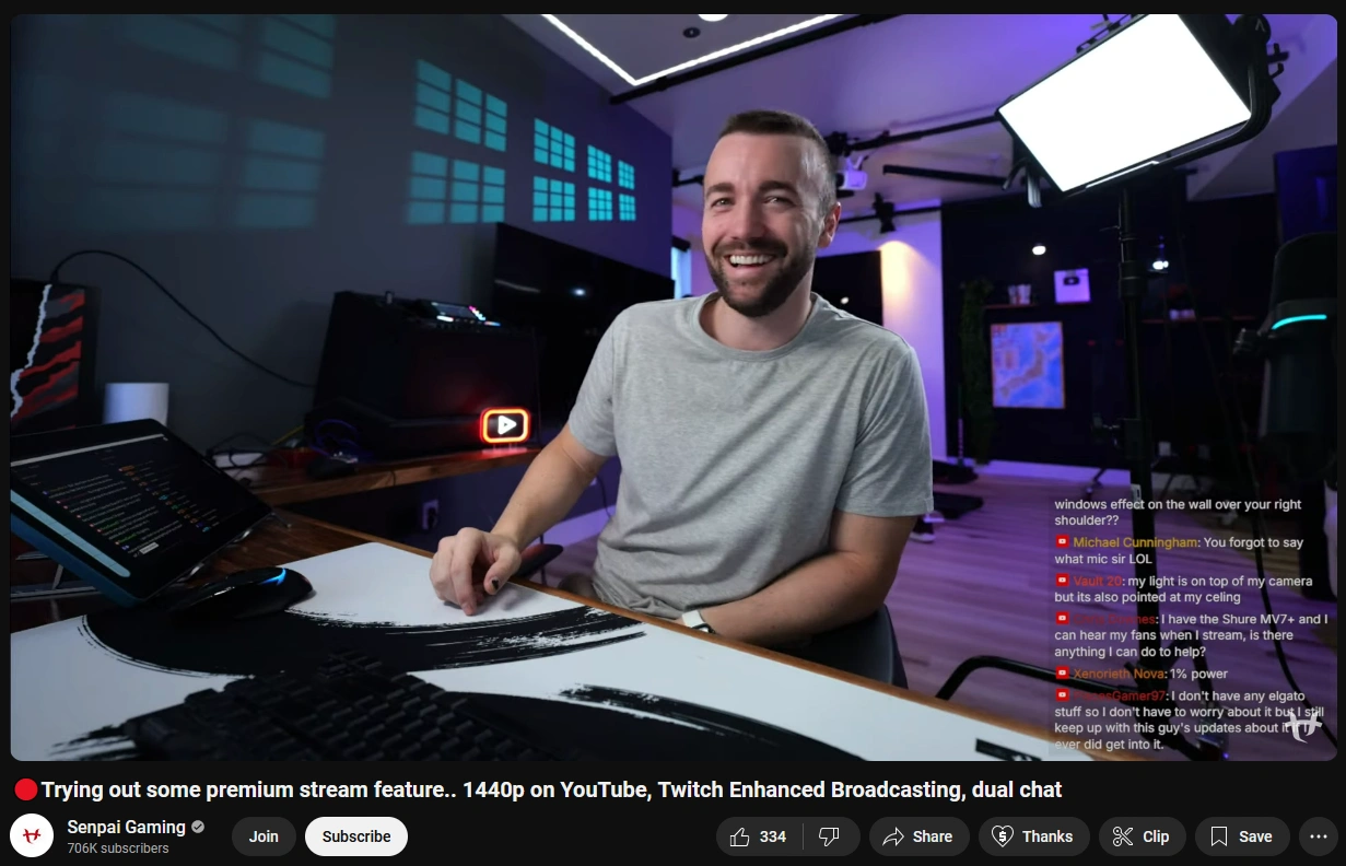 Screenshot of Senpai Gaming's expert lighting