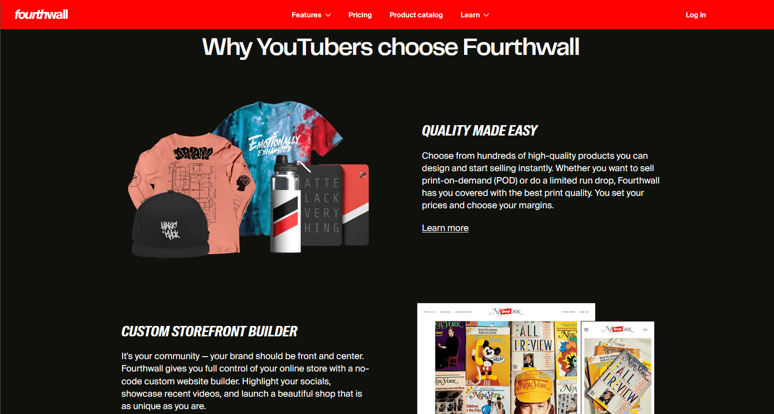 Screenshot showing why YouTubers choose Fourthwall