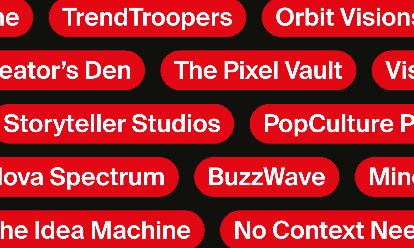 Compliation image of a variety of YouTube channel names in red and black