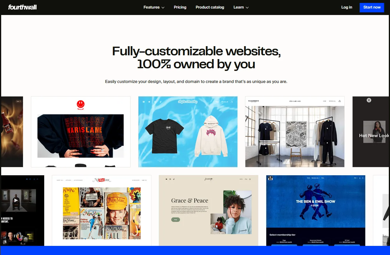 Websites page from Fourthwall site