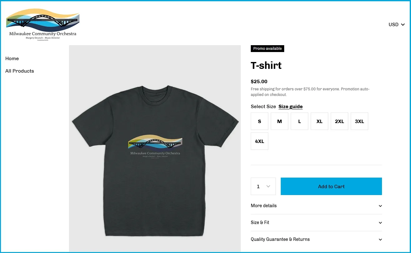 Ringspun cotton tee for the Milwaukee Orchestra on Fourthwall