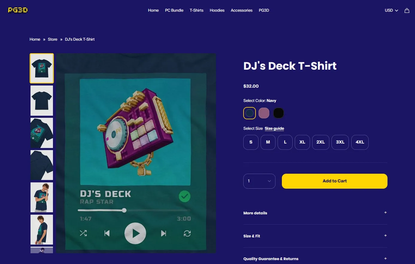 A multicolored T-shirt on Fourthwall for PG3D