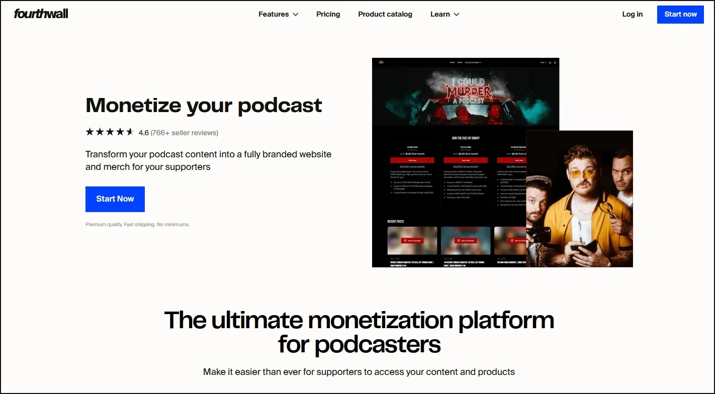 Image of Fourthwall's podcasters page