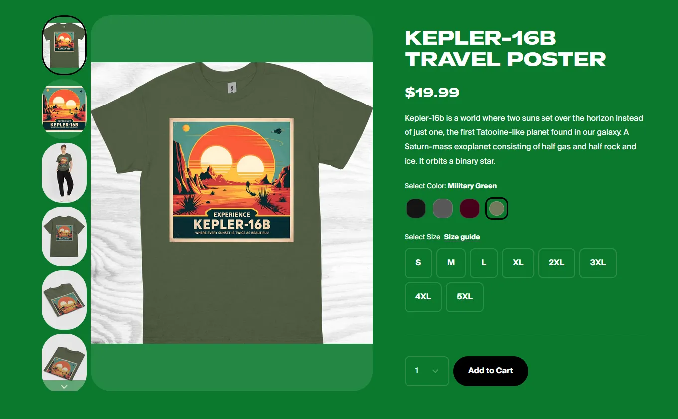 Example of a space travel poster